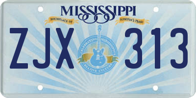 MS license plate ZJX313