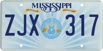 MS license plate ZJX317