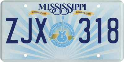 MS license plate ZJX318