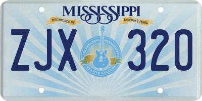 MS license plate ZJX320