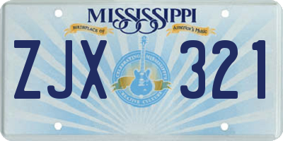 MS license plate ZJX321