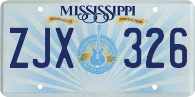 MS license plate ZJX326