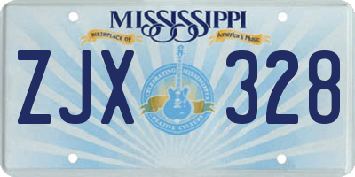 MS license plate ZJX328