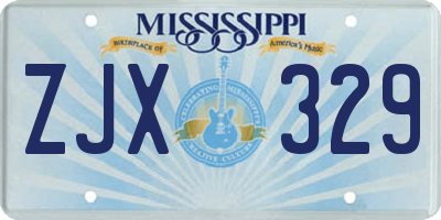 MS license plate ZJX329
