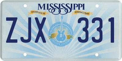 MS license plate ZJX331