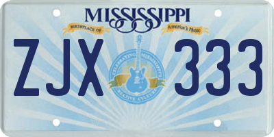 MS license plate ZJX333