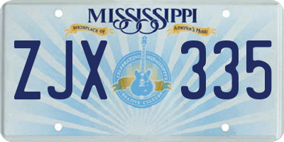 MS license plate ZJX335