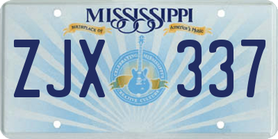 MS license plate ZJX337