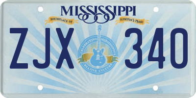 MS license plate ZJX340