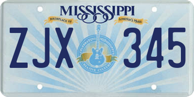 MS license plate ZJX345