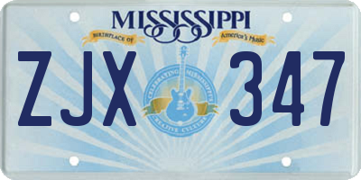 MS license plate ZJX347