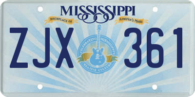 MS license plate ZJX361
