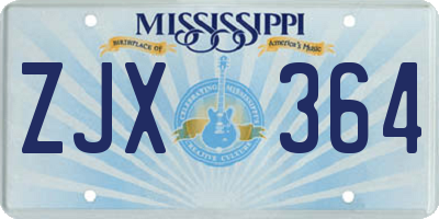 MS license plate ZJX364