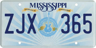 MS license plate ZJX365