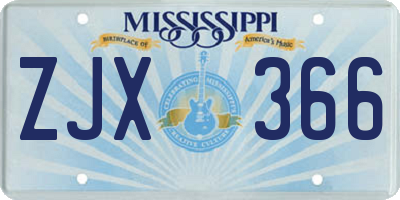 MS license plate ZJX366