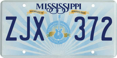MS license plate ZJX372