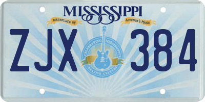 MS license plate ZJX384
