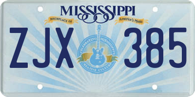 MS license plate ZJX385