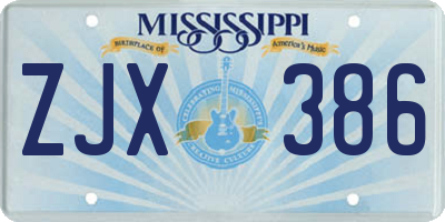 MS license plate ZJX386