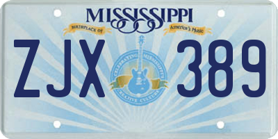MS license plate ZJX389
