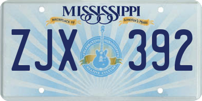 MS license plate ZJX392