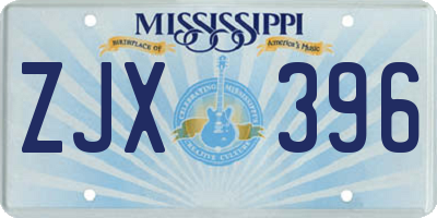 MS license plate ZJX396