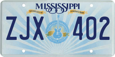 MS license plate ZJX402