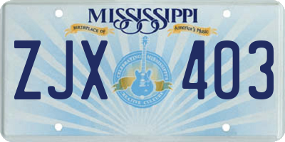 MS license plate ZJX403
