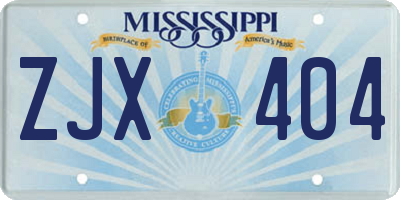 MS license plate ZJX404