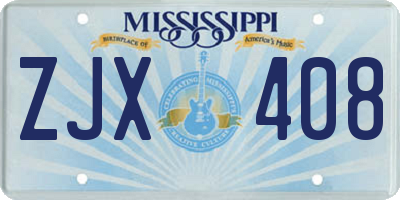 MS license plate ZJX408