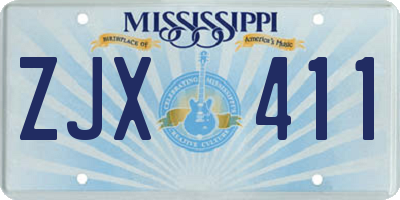 MS license plate ZJX411