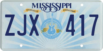 MS license plate ZJX417