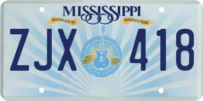 MS license plate ZJX418