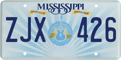 MS license plate ZJX426