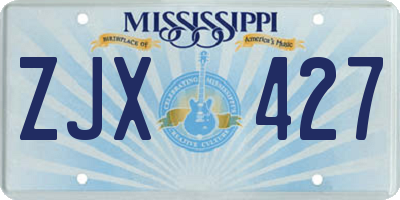 MS license plate ZJX427
