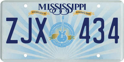 MS license plate ZJX434