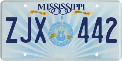 MS license plate ZJX442