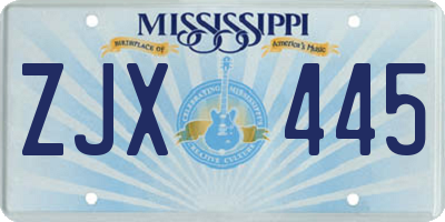 MS license plate ZJX445