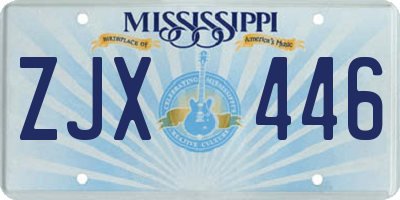 MS license plate ZJX446