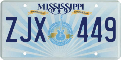 MS license plate ZJX449