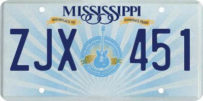 MS license plate ZJX451