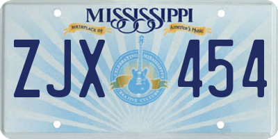 MS license plate ZJX454