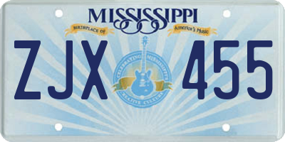 MS license plate ZJX455