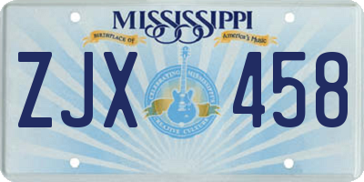 MS license plate ZJX458