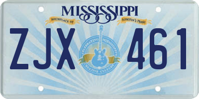 MS license plate ZJX461