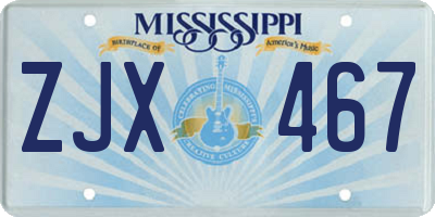 MS license plate ZJX467