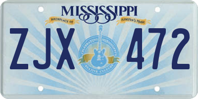 MS license plate ZJX472