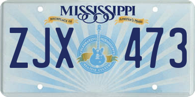 MS license plate ZJX473