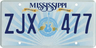 MS license plate ZJX477