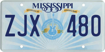MS license plate ZJX480